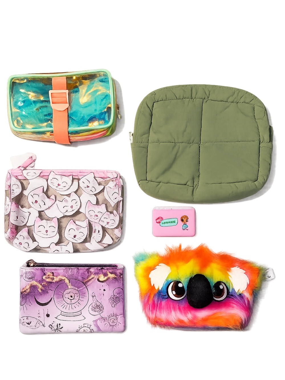 5 make up bags + 1 tiny pouch